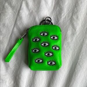 Min & Mon | Discontinued Green Eye Pattern Keychain Pouch (Leather)